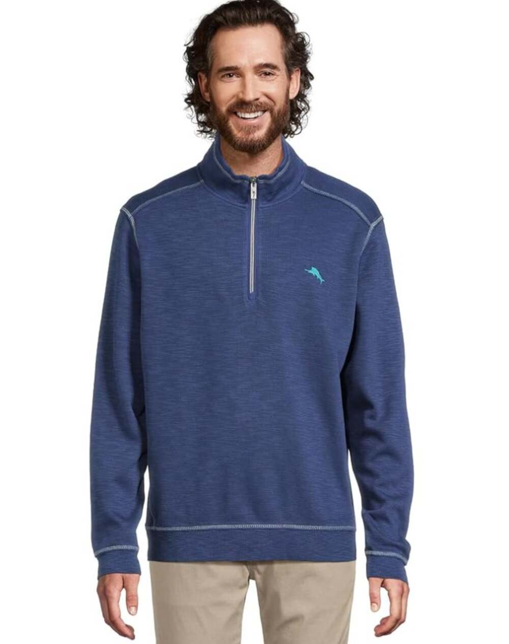 TOMMY BAHAMA Men's Tobago Bay Half Zip Sweatshirt XL Island Navy Blue NWT